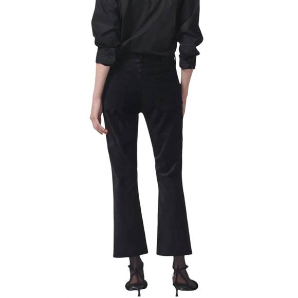 NEW CITIZENS OF HUMANITY isola cropped boot in velvet jeans in blk - Picture 3 of 4